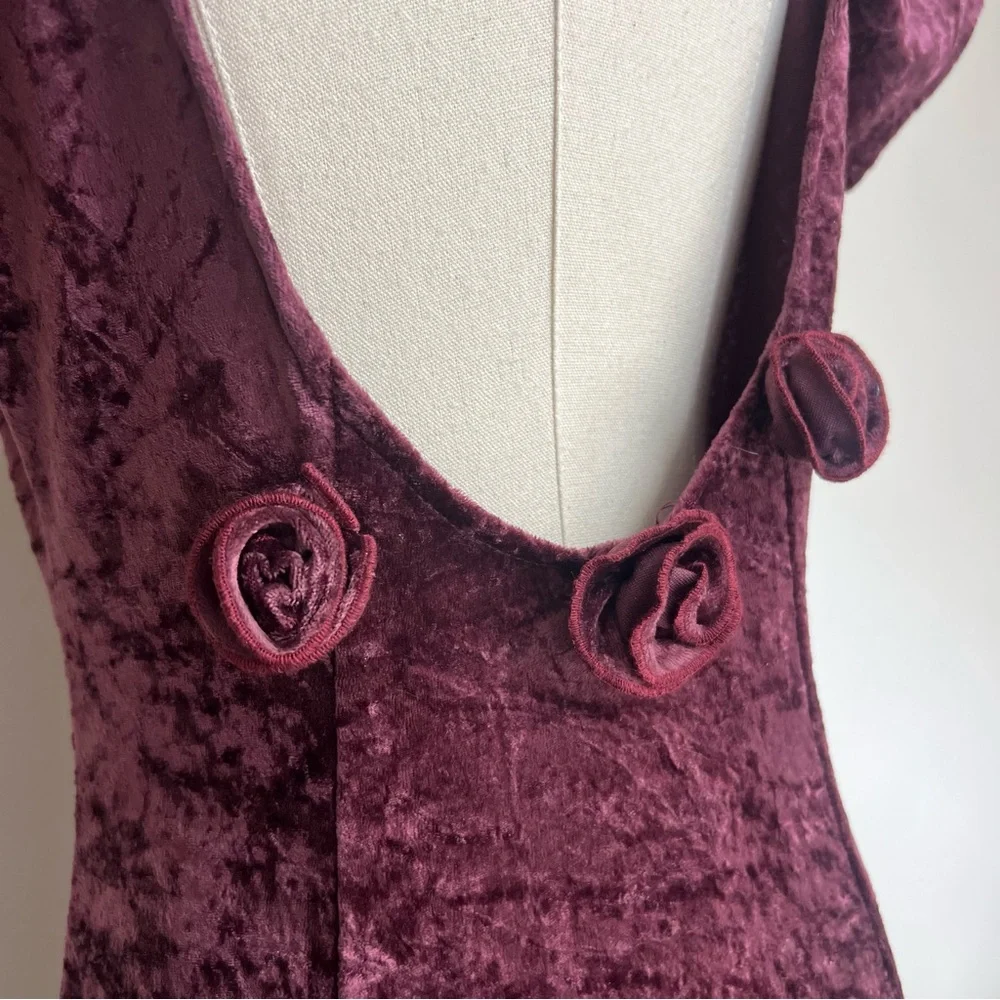 90s All That Jazz Whimsigoth Purple Crushed Velvet Dress - Picture 7 of 10
